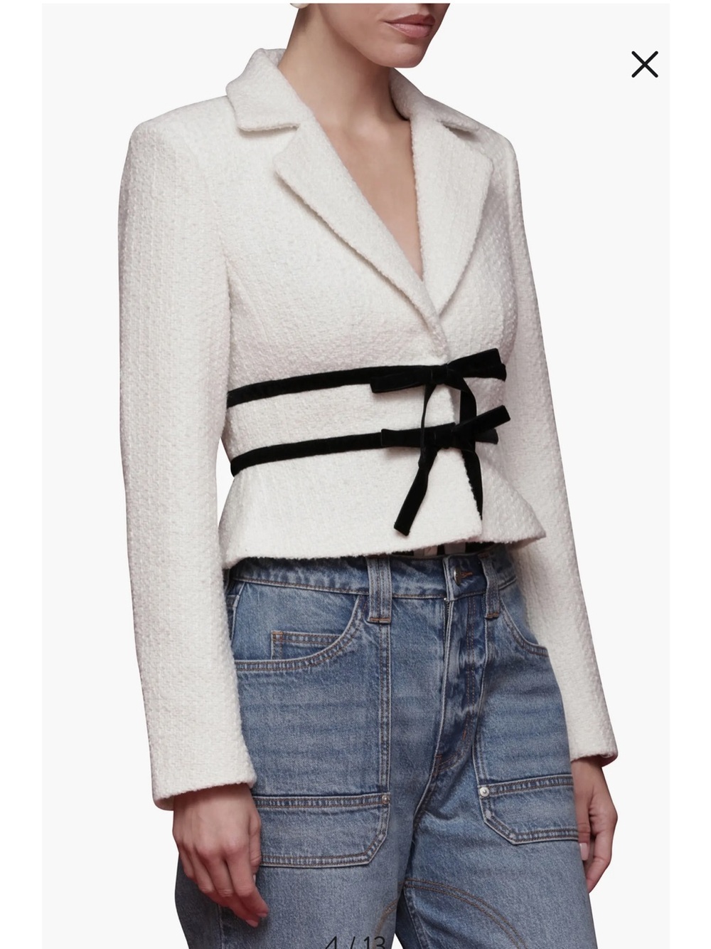 Avec Les Filles Bow Tweed Crop Jacket Minimalist Modern Sleek XL business casual - Picture 4 of 15